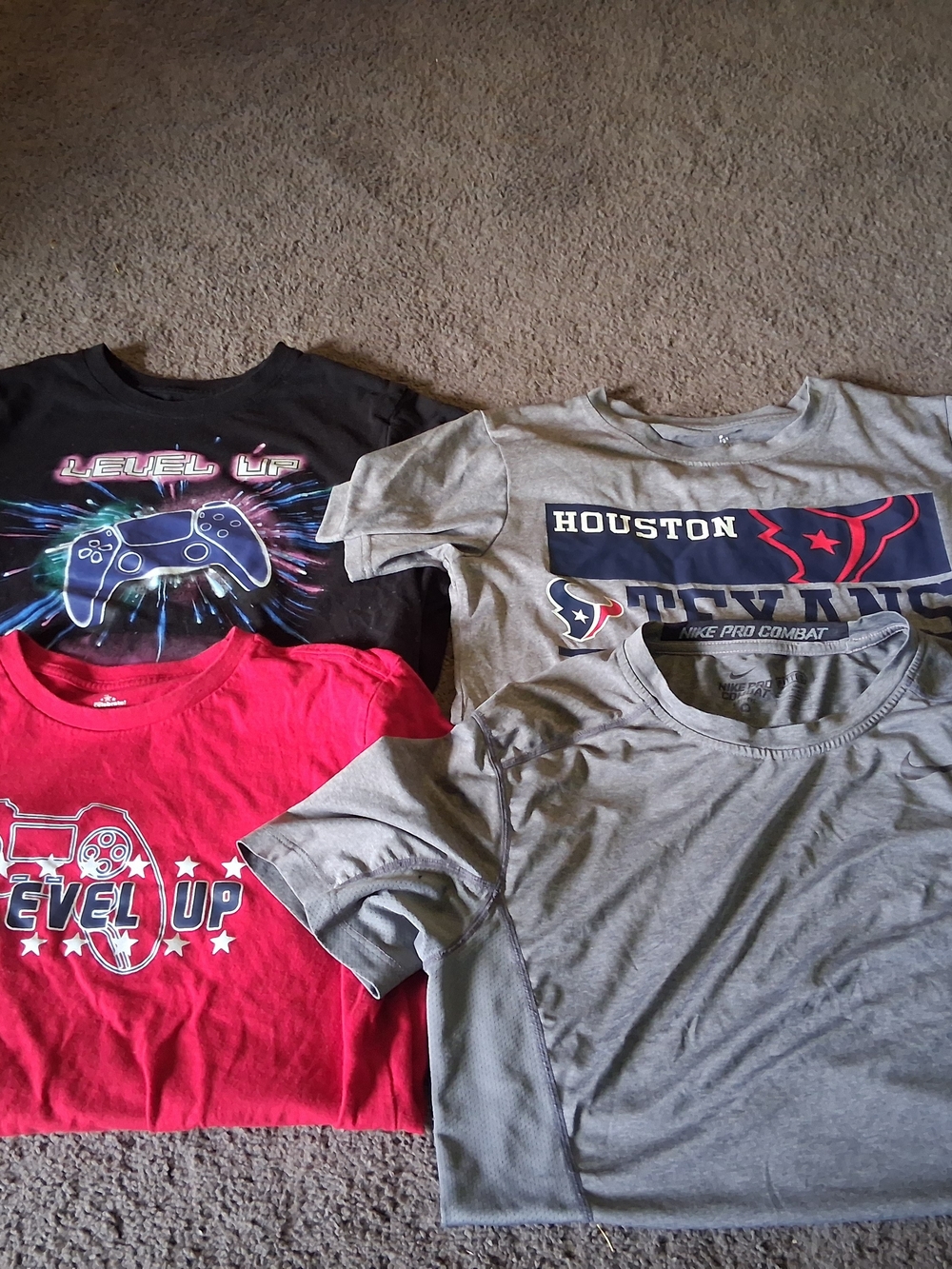 Kids Short Sleeve Tees Bundle - Red, Black & Gray Size M/L/XL